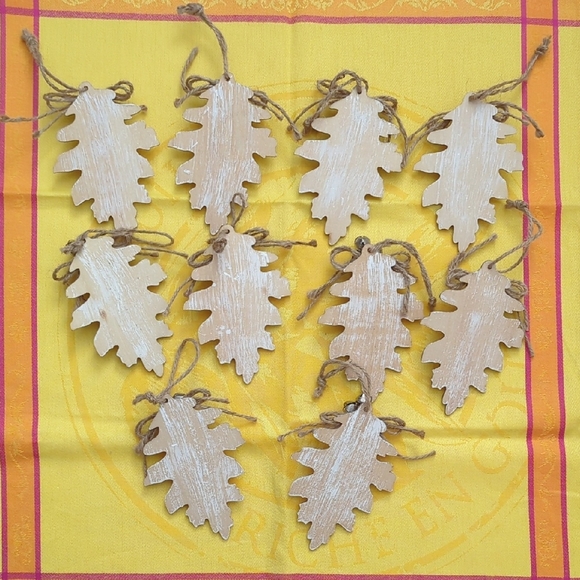 Rustic Leaf Ornaments with Bells Set of 10 - Picture 6 of 6